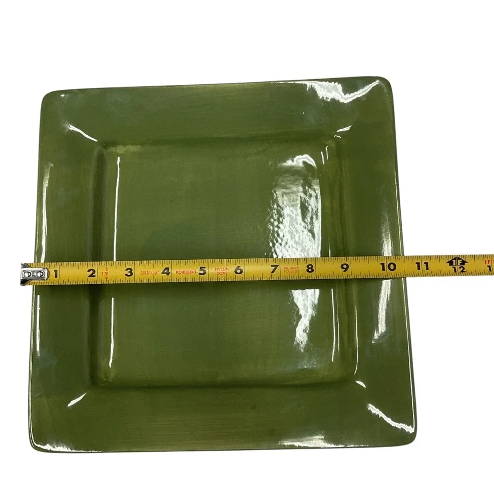 Pier 1 Imports‎ Square Dinner Plate Green Earthware Essential Colours Home Decor